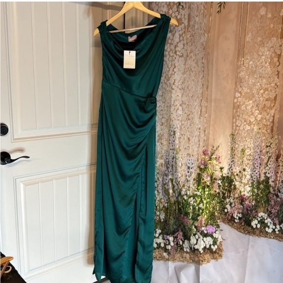 SHOW ME YOUR MUMU Jodie Dress In Emerald Luxe Satin - Picture 5 of 7
